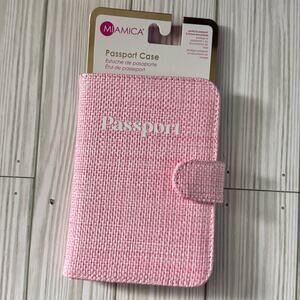 MI AMICA Pink  & White Travel Adventure Logo Graphic Passport Case NWT